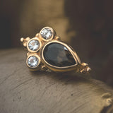 Pear Sarai w/smokey quartz and white sapphires, 14k Rose Gold Threaded