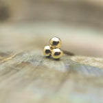 Tri Bead Cluster (1.25mm beads) in 14k Yellow Gold Threadless by BVLA