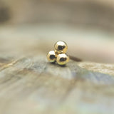 Tri Bead Cluster (1.25mm beads) in 14k Yellow Gold Threadless by BVLA