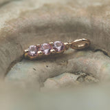 Linear Tri Prong Charm 16g w/Light Pink Sapphire 1.5mm, 14k Rose Gold