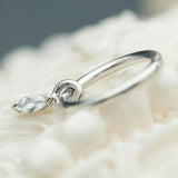 Marquise Prong Charm w/White Sapphire AA, 14k White Gold