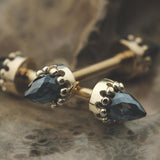 Cabochon Crown Bullet with London Blue Topaz in 14k Yellow Gold Threaded by BVLA