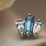 Oceane 3 with White Sapphires and Swiss Blue Topaz in 14k White Gold Threaded by BVLA